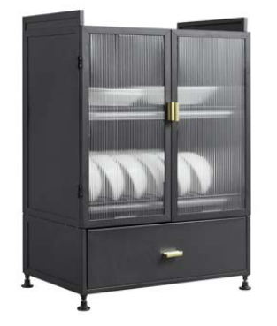 2023 China Factory Modern Design Customized Structure Size Metal Steel Glass Sideboard For Kitchen