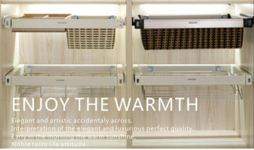 Wardrobe Accessories Closet Clothes Storage Basket Cabinet Adjustable Pull Out PVC Rattan Basket