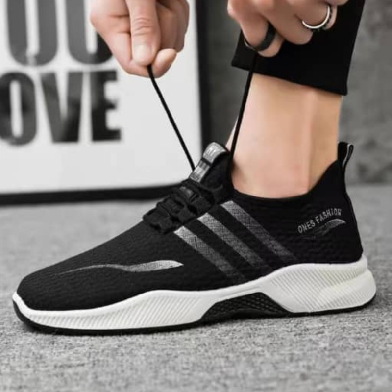 2021 Men's Casual Sport Canvas - Black + White stripes