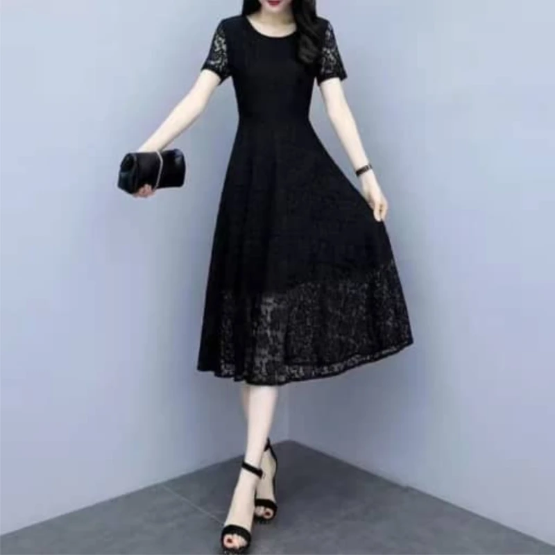 Ladies Elegant Lace Gown - Black