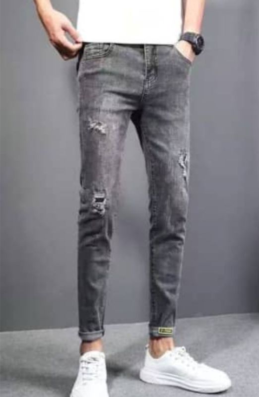 Men's Elastic Slim Jeans  - Grey
