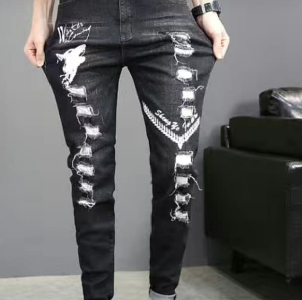 Men's Elastic Slim Jeans - Blue