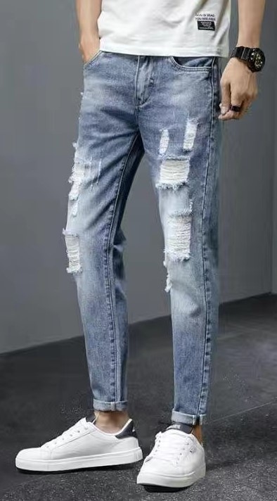 Men's Light Blue ripped jeans