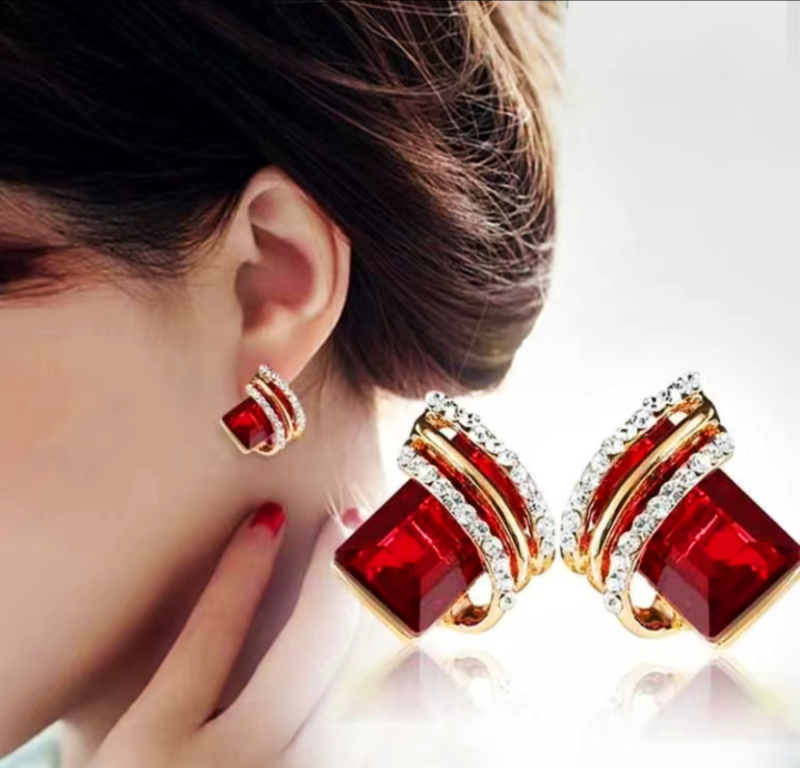 Ruby and Gold  Earrings for Ladies.