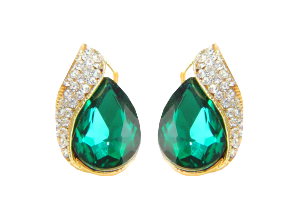Elegant Green Crystal Earrings.
