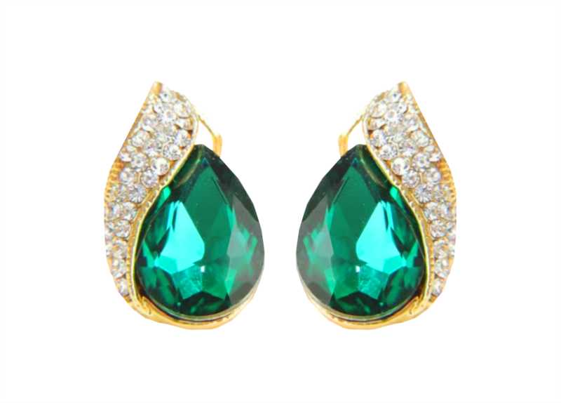 Elegant Green Crystal Earrings.