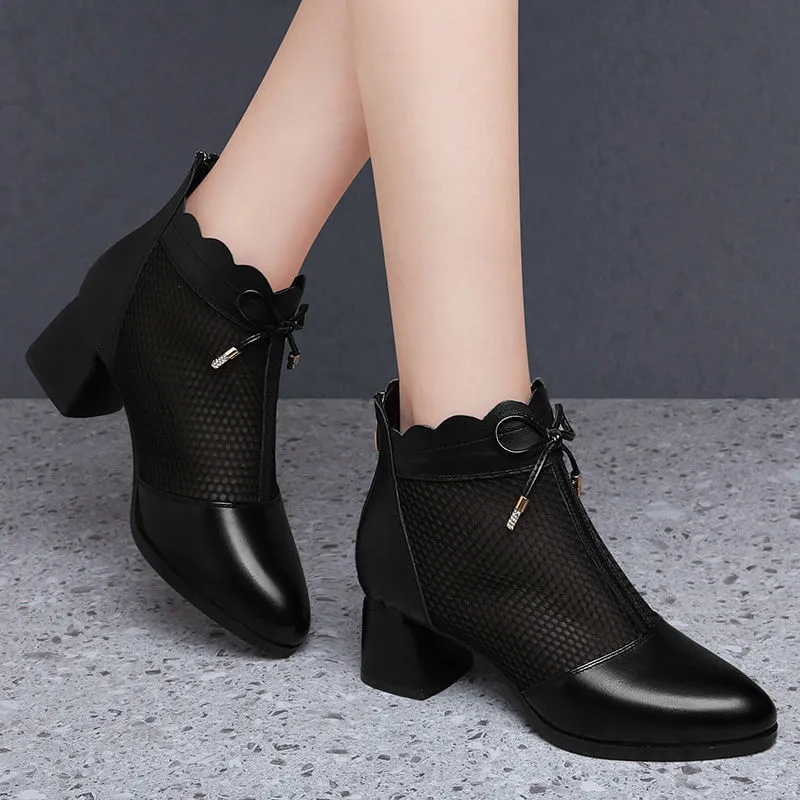 Office Ladies High Heel Leather Shoes