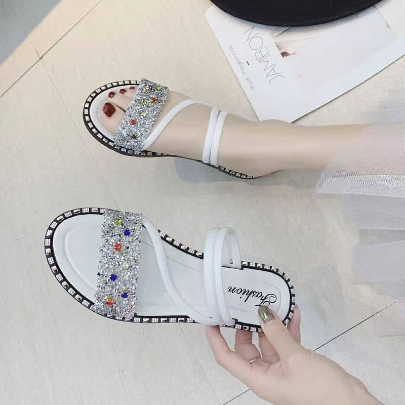 Crystal Fashion slippers - White