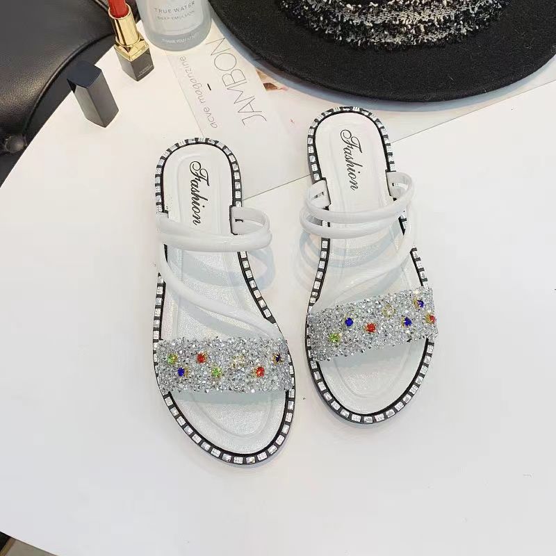 Crystal Fashion slippers - White