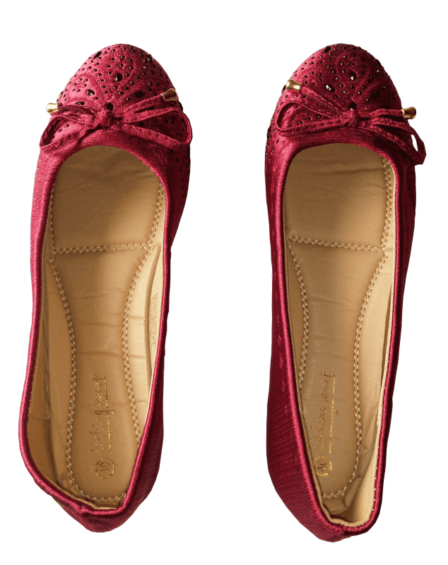 Ladies Baby Flat Shoes - Wine