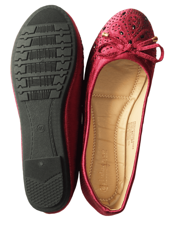 Ladies Baby Flat Shoes - Wine