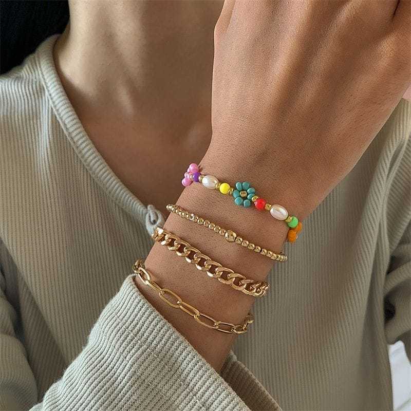 Trendy Jewelry Bracelet - Bead+Chain
