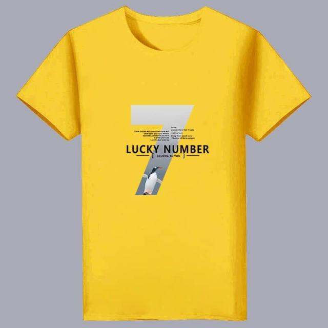 Lucky Number Male T-Shirts -Yellow