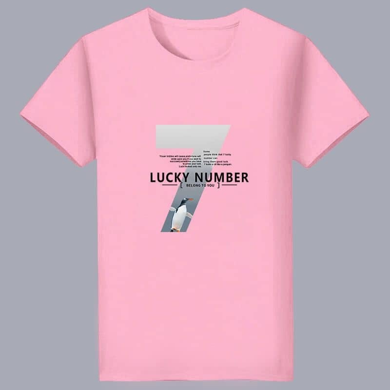 Lucky Number Male T-Shirts -Light pink