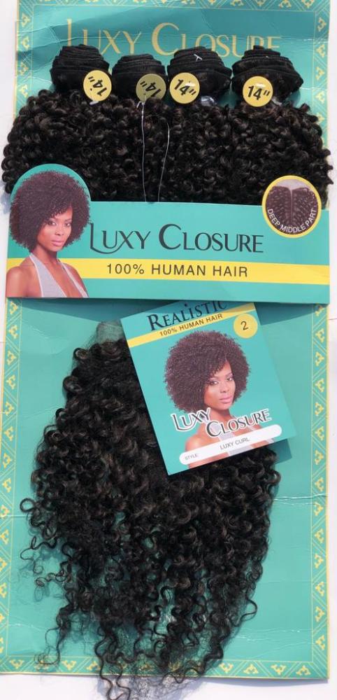 Merrylight Realitic Luxy Closure Human Hair - 4 PCS + Closure