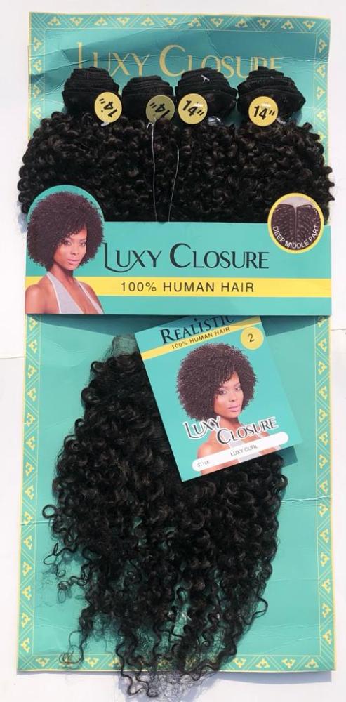 Merrylight Realitic Luxy Closure Human Hair - 4 PCS + Closure