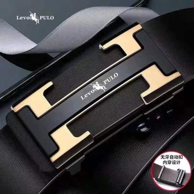 Men's Black Leather Belt - Levo Pulo