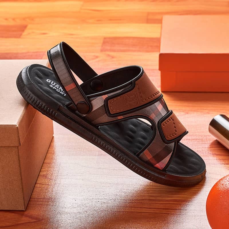 Men's Brown Unique Rubber Sandals