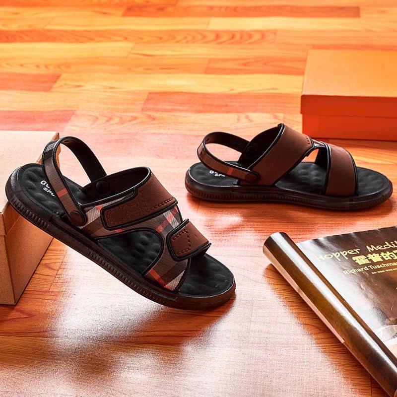 Men's Brown Unique Rubber Sandals