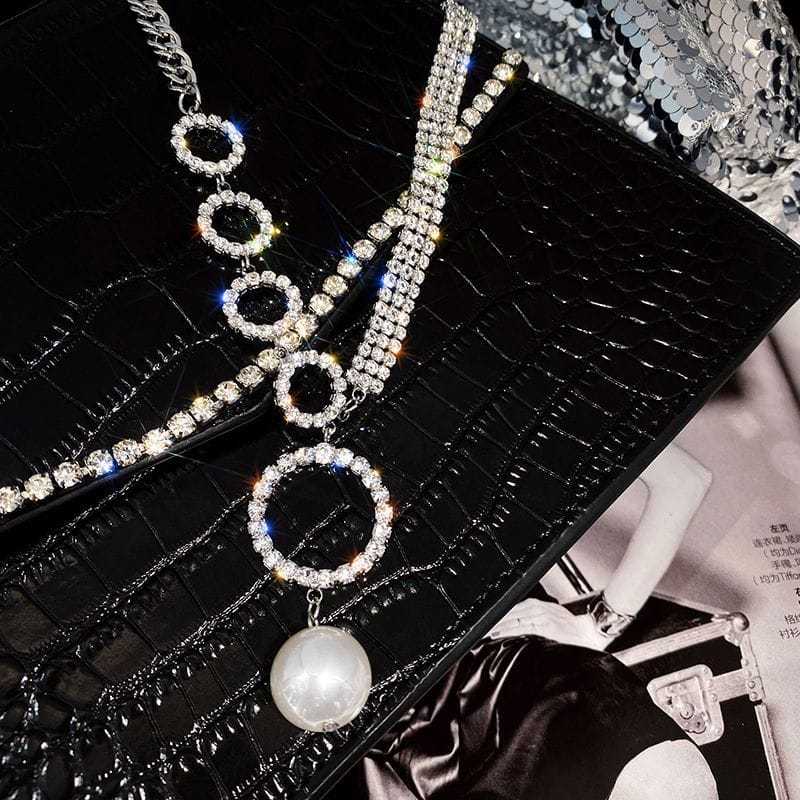 Silver Layered Circle Bead Pendant Chain