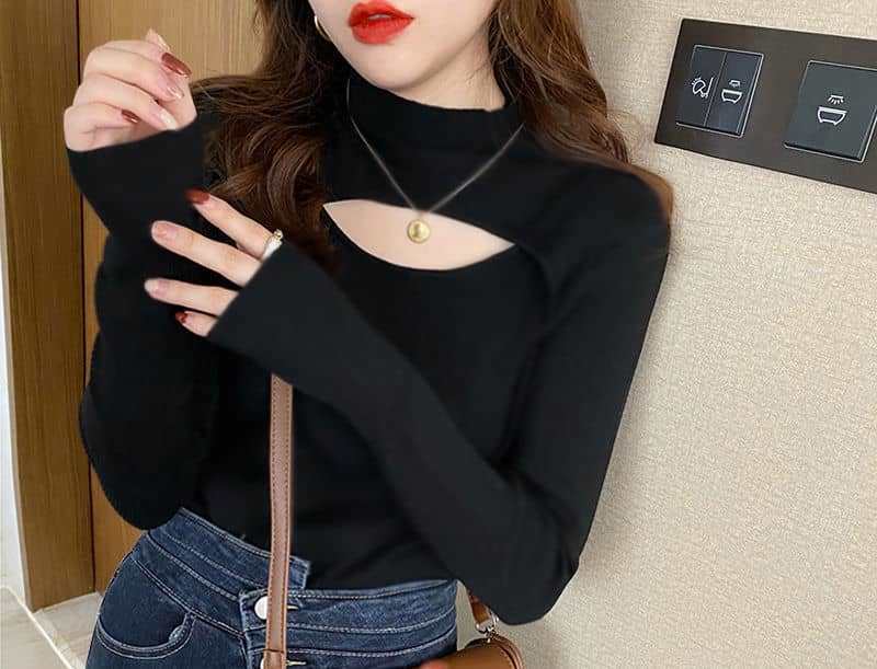 Women's Open Chest Stretchy Turtleneck Top