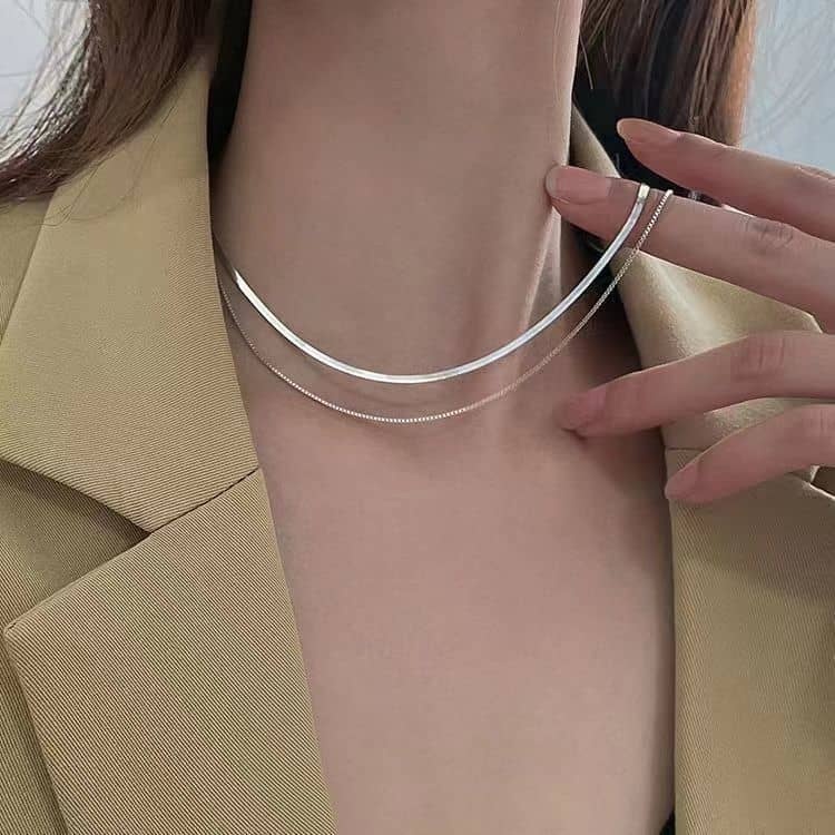 Silver Double Chain Necklace