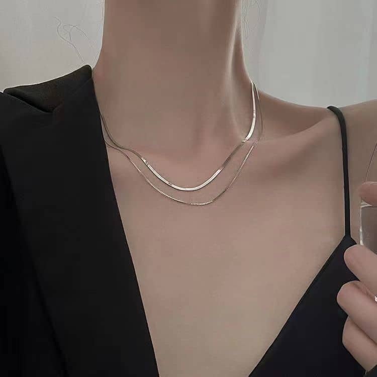 Silver Double Chain Necklace