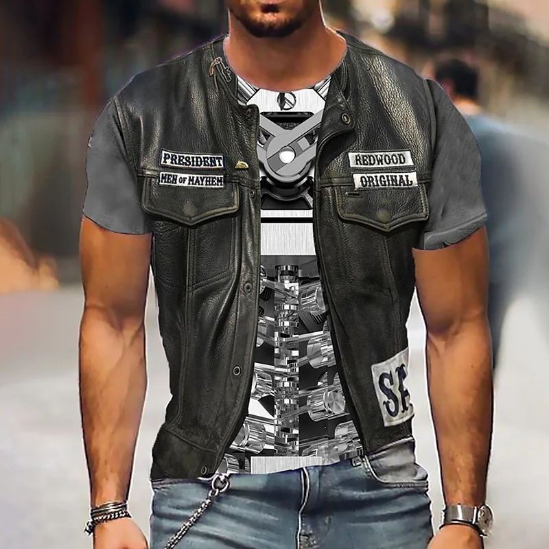 Men's Casual Short Sleeve Fake Two T-Shirt Tops