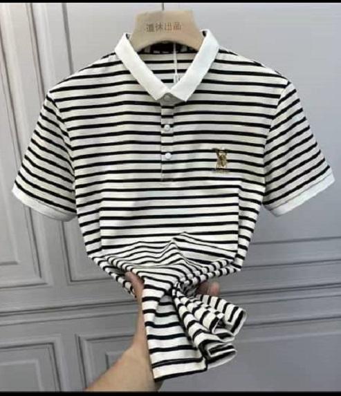 New Smart Unisex Stripe Black and White Polo Shirts