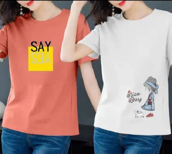 2 In-One-Pack Ladies Designer T-Shirt