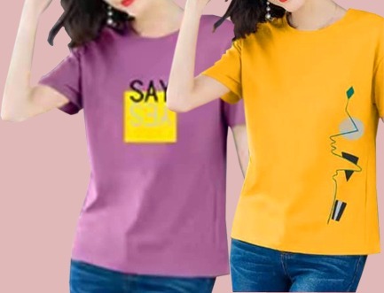 2 In-One-Pack Ladies Designer T-Shirt