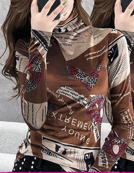 Trendy Women Turtleneck Long Sleeve Top