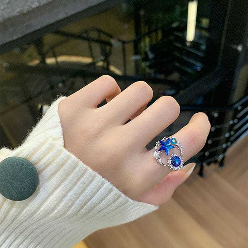 Blue Star Cracking Gem Ring