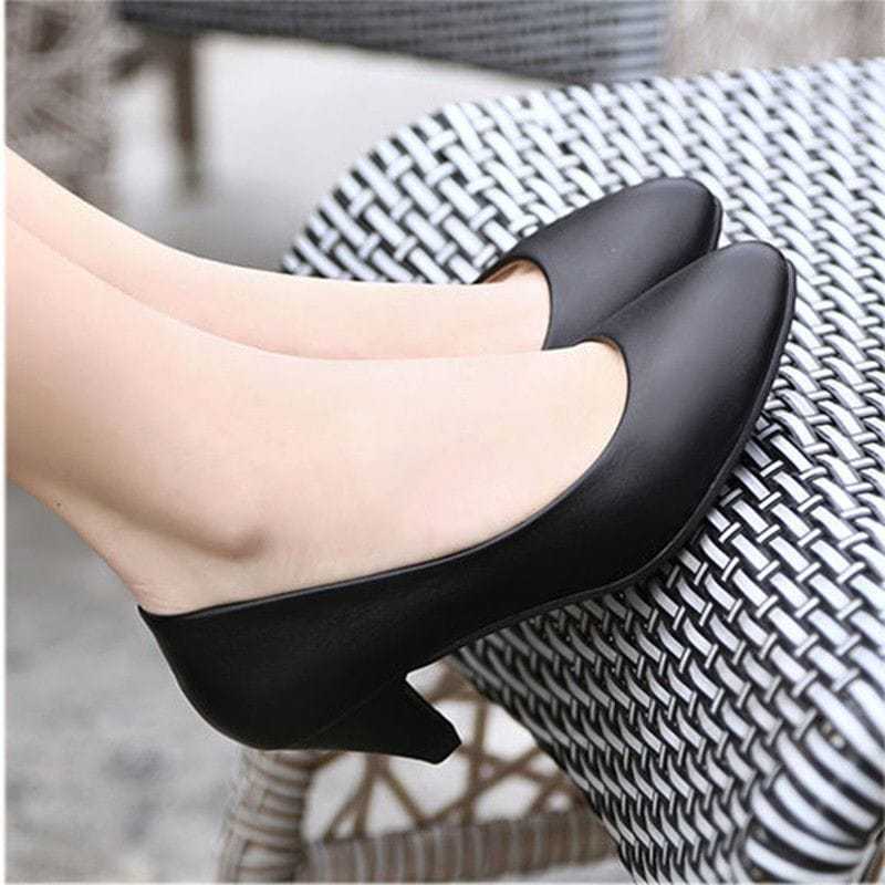 Ladies Quality Leather High Heel Office Shoes