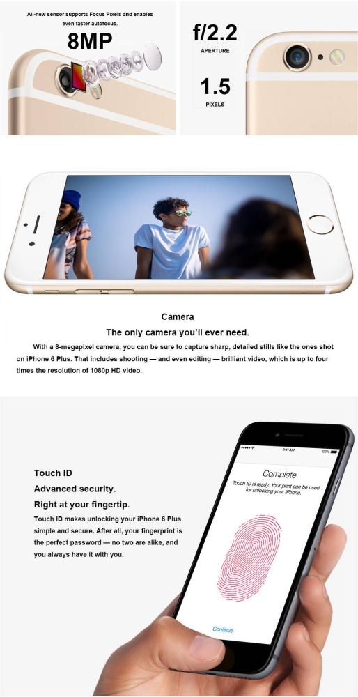 Apple iPhone 6 4.7inch 1G + 16GB 8MP Smart Phone - Gold (95% NEW - GRADE 1 - FOREIGN USED)
