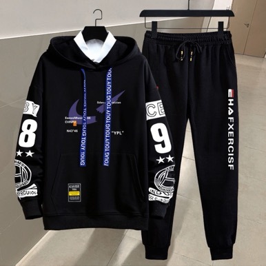 Men's Top Hoodie - Black and Blue