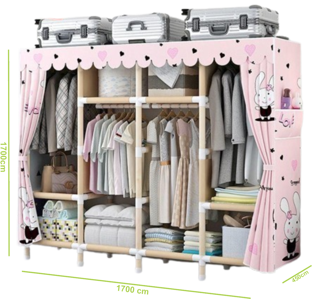 Mobile Detachable Wardrobe with Wheels & Columns