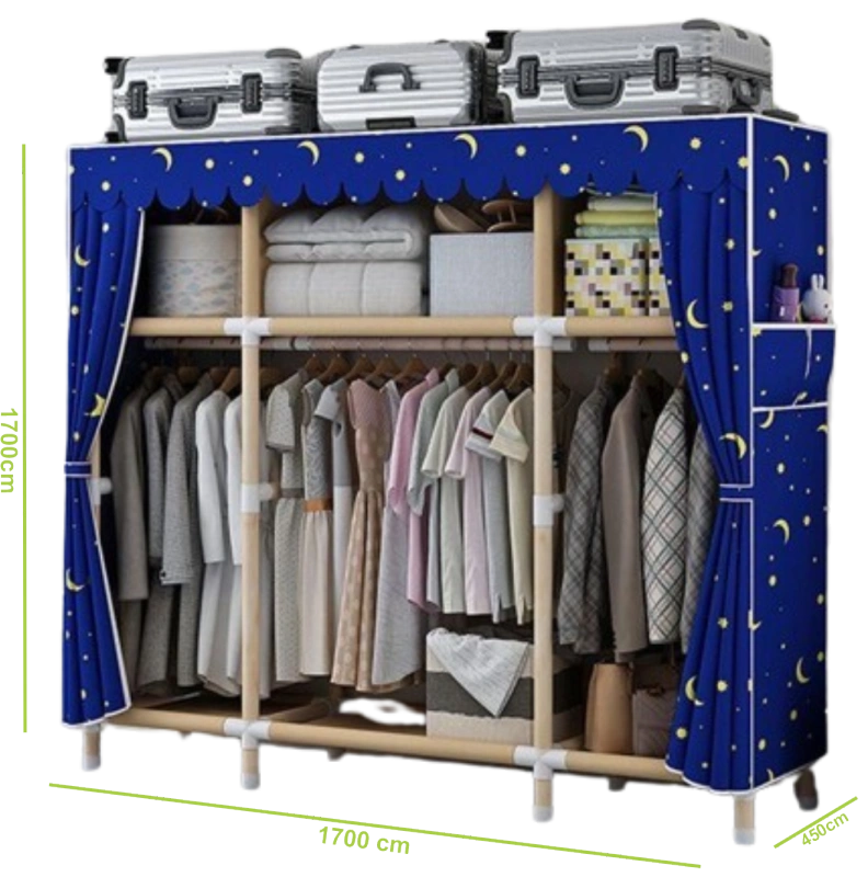 Mobile Detachable Wardrobe with Wheels & Columns