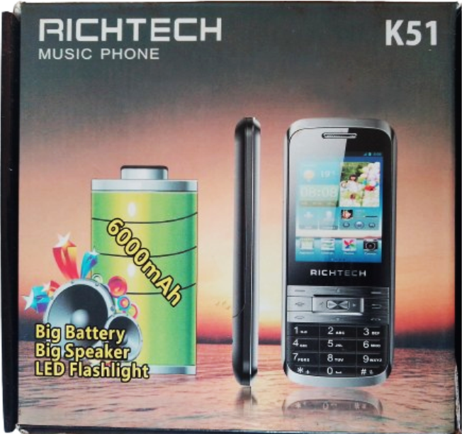 RICHTECH - K51 Music Keypad Phone - SD Card Slot, Flashligth, Dual Sim Slot, SMS, USSD Supported,