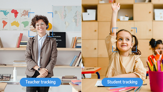 Use different lens angles for teachers or students tracking to better achieve smooth recording
