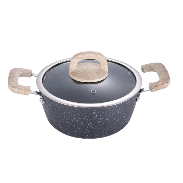 Forged aluminum induction bottom non stick stock pot casserole