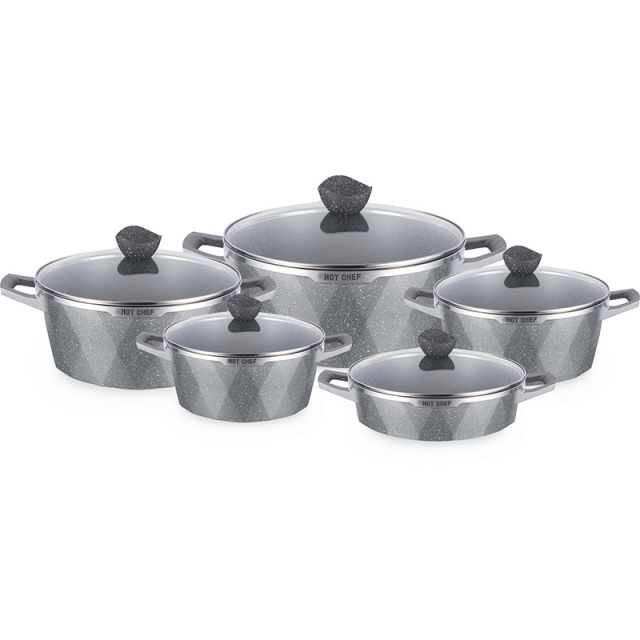 Big Diamond Die-casting Aluminum Pot Set Home Cooking nonstick cookware set with Glass lids