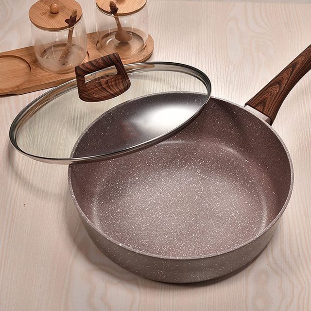 cheap price pressed aluminum non stick deep frying pan with induction bottom