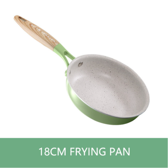 Non Stick Frying Pan With Wooden Handle Cooking Pot Set Breakfast Crepe Maker Pan Korean Cookware Saucepan Ramen Milk Pot