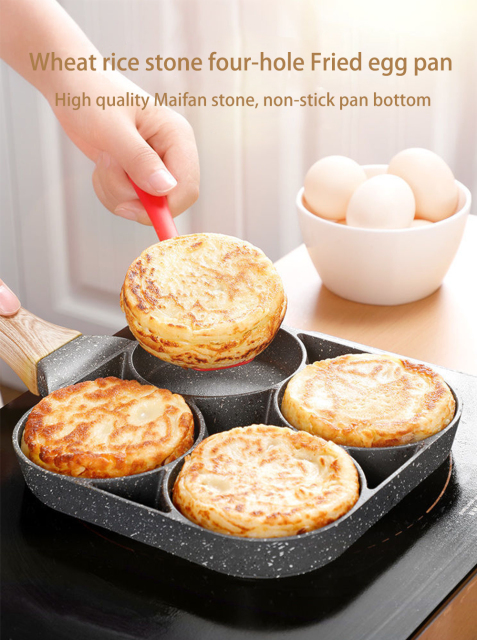 Four-Hole Frying Pan Omelet Grill Pancake Steak Pans Thickened Cooking Non-stick Egg Ham Pot Breakfast Maker Cookware pots Set