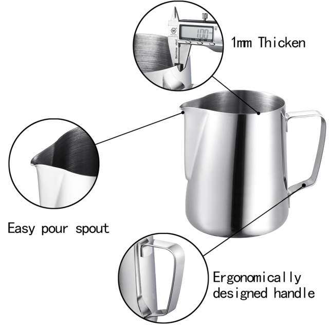 Stainless Steel Milk Frothing Pitcher Espresso Coffee Barista Craft Latte Cappuccino Milk Cream Cup Frothing Jug Pitcher