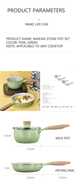 Non Stick Frying Pan With Wooden Handle Cooking Pot Set Breakfast Crepe Maker Pan Korean Cookware Saucepan Ramen Milk Pot