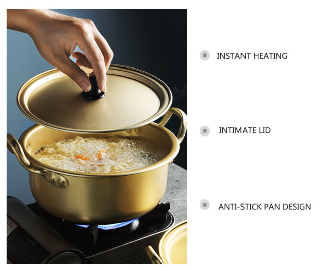 Korean-Style Instant Noodle Pot With Lid Small Hot Pot Double Ear Soup Pot Student Dormitory Ramen Small Boiling Pot