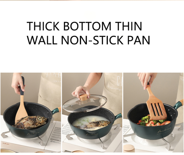 Lightweight Household Frying Pan Wok Deep Fryer Non Stick Pot Set Cooking Food Pancake Egg Pan Suitable for Gas Induction Cooker
