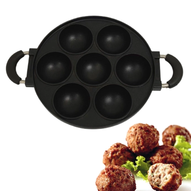 7-Hole Cake Cooking Pan Cast Iron Omelette Pan Non-Stick Cooking Pot Breakfast Egg Cooking Pie Cake Mold Kitchen Cookware Tool